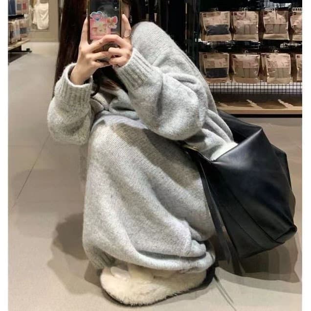 大人ワンピース ロング ふんわり柔らか大人の優美ニットワンピース