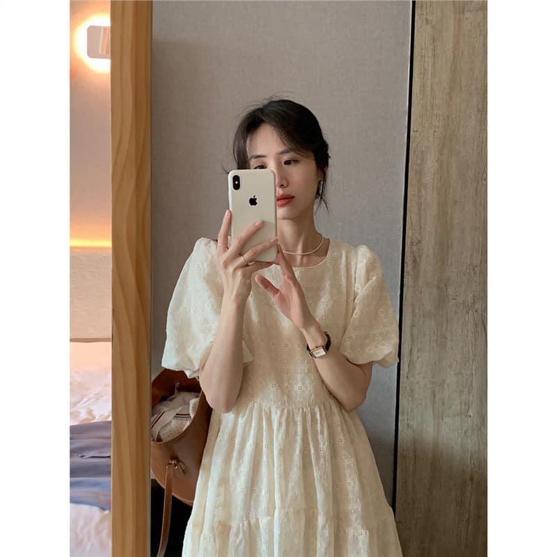 大人ワンピース ロング 優美なティアードフリル袖