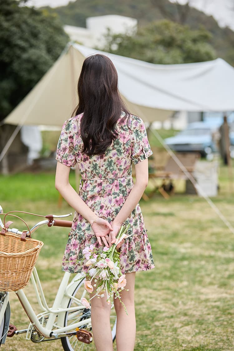 大人ワンピース ロング 優美な花のワルツ ふんわり