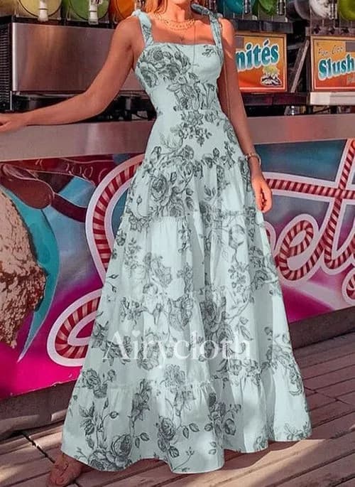 大人ワンピース マキシ 華麗な花柄ティアードマキシワンピース