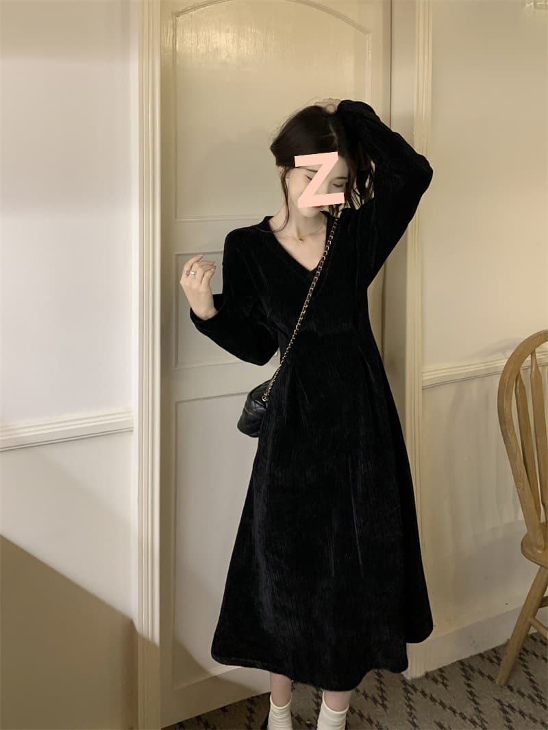 大人ワンピース ロング レトロ調フレア大人ワンピース