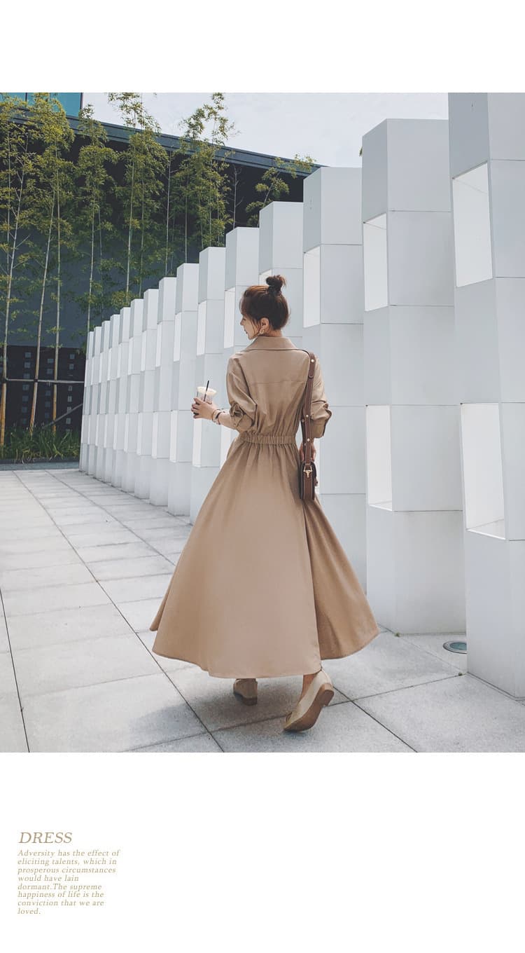 大人ワンピース ロング 上品シルエットシャツロングワンピース