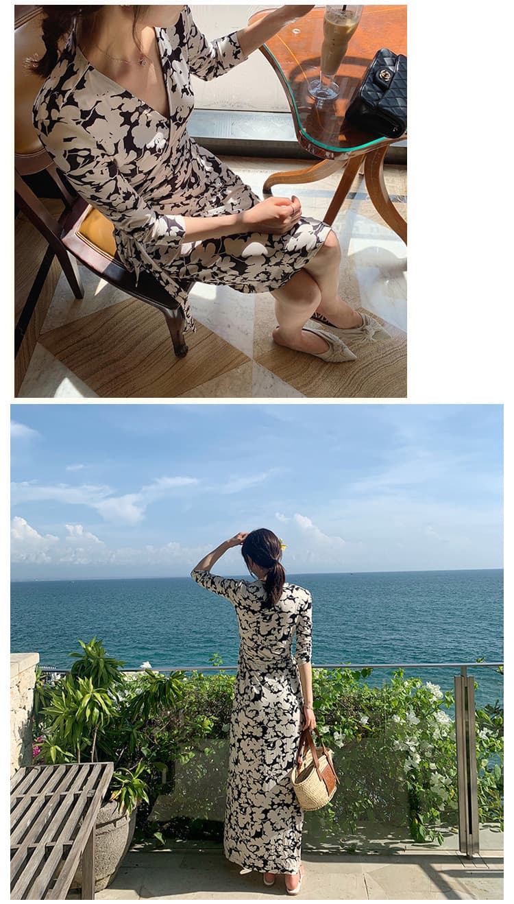 大人ワンピース ロング 花柄 上品レディースワンピース