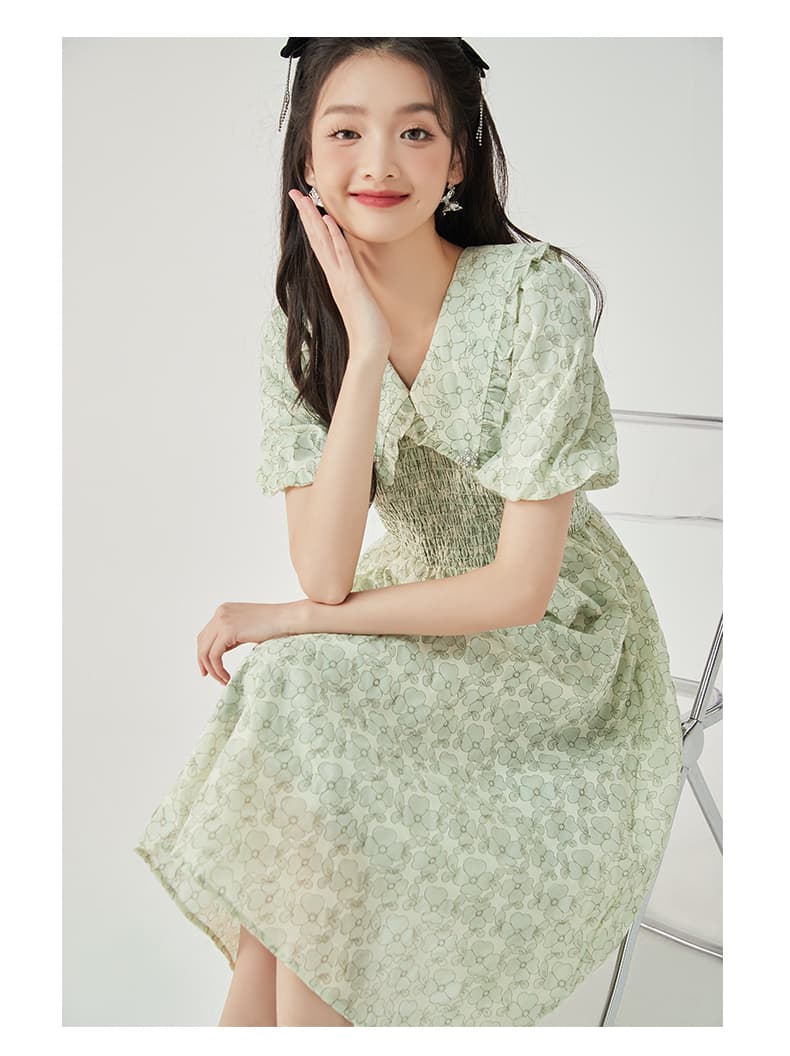 大人ワンピース ロング 優美な襟付きティアードロング丈ワンピース