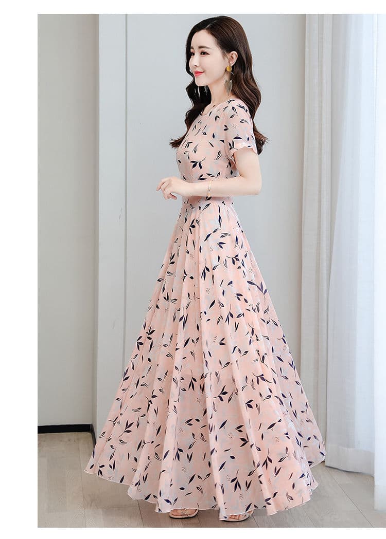 大人ワンピース ロング 花柄フレアロングワンピース