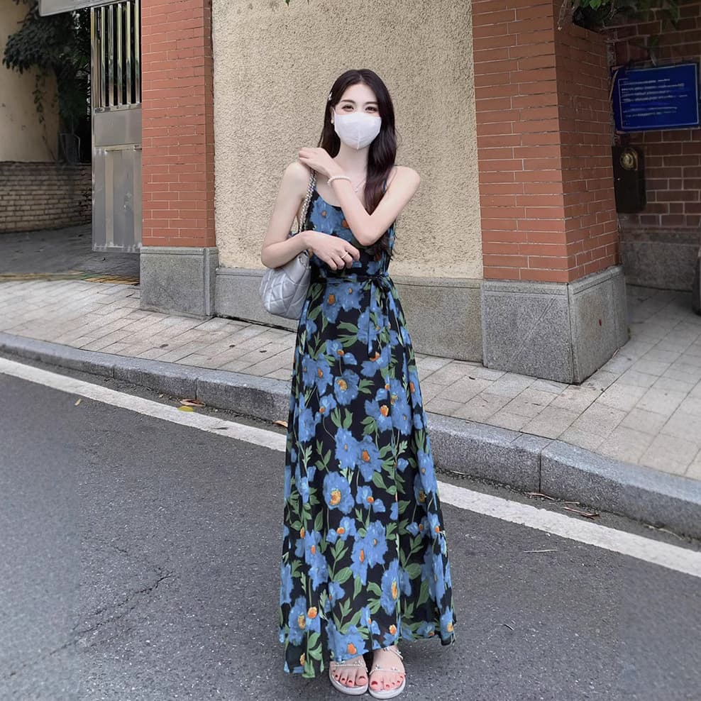 大人ワンピース マキシ 花柄キャミソールマキシ丈ワンピース