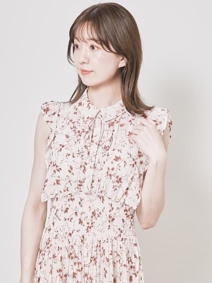 大人ワンピース ロング 花柄プリーツワンピース