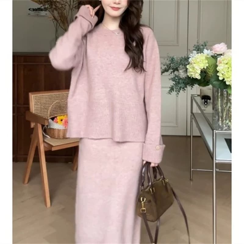 大人ワンピース ロング 上品シルエット ニット切り替えワンピース