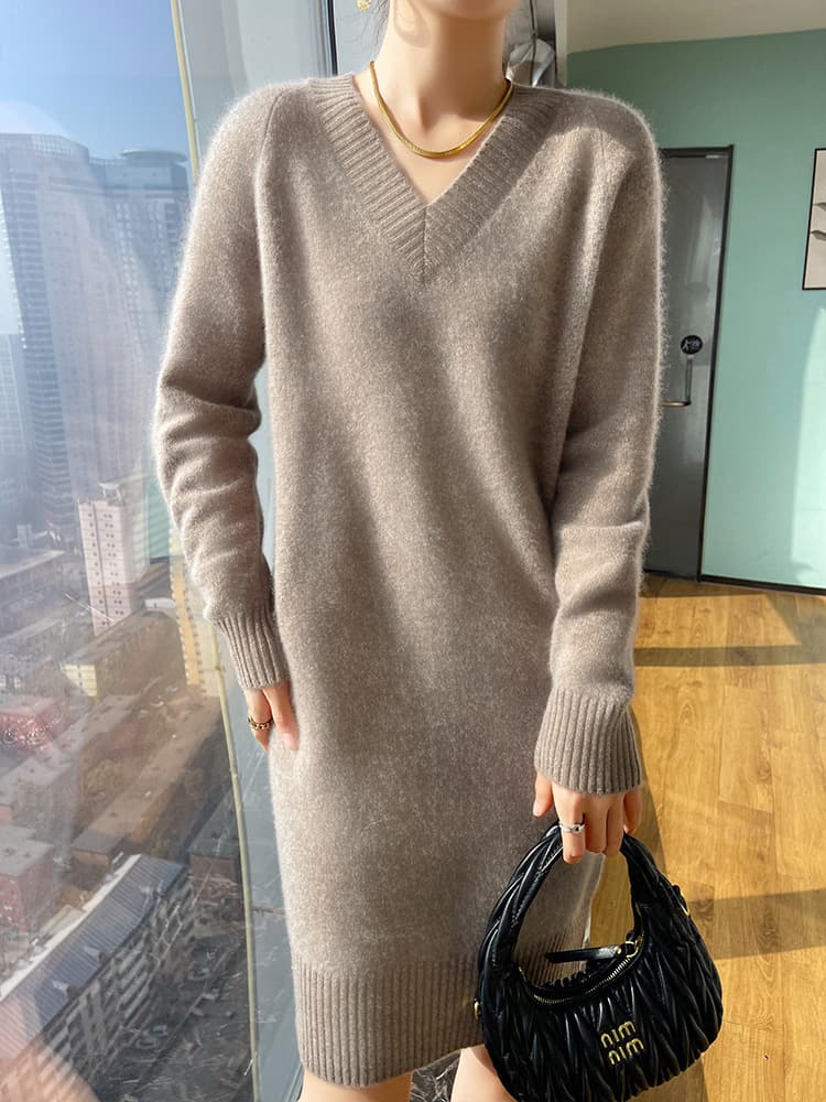 大人ワンピース ロング しなやか上質カシミヤ大人ニットワンピース