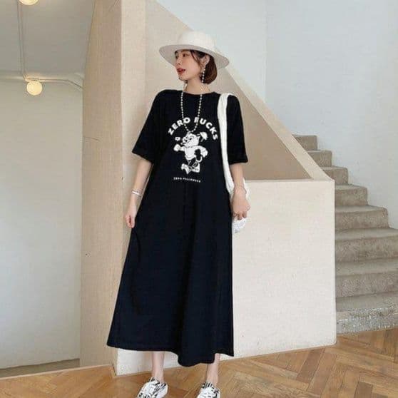 大人ワンピース ロング バックデザイン水玉切替ロングワンピース