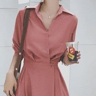 大人ワンピース ロング 上品シルエットシャツロングワンピース