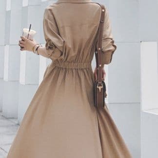 大人ワンピース ロング 上品シルエットシャツロングワンピース