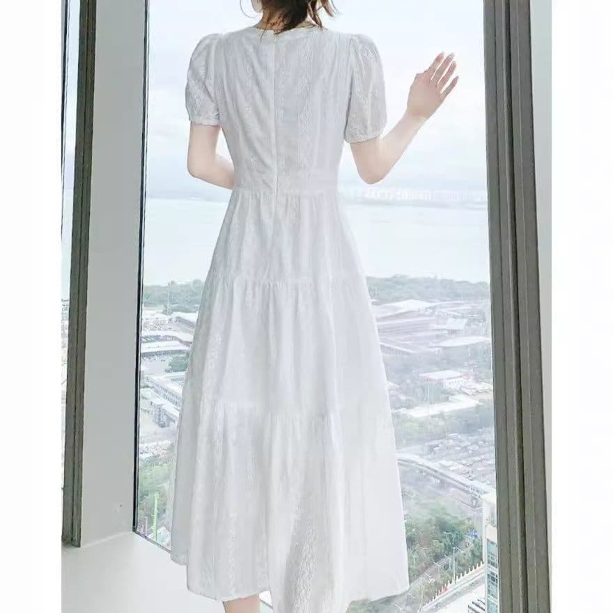 大人ワンピース ロング レースティアード 優美ロングワンピース