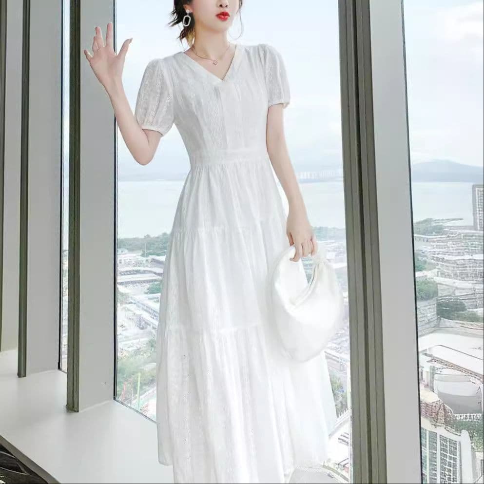 大人ワンピース ロング レースティアード 優美ロングワンピース