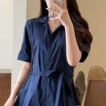 大人ワンピース ロング 上品シルエット フレアシャツワンピース