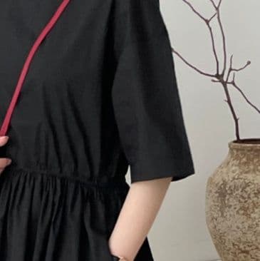 大人ワンピース ロング ゆったり五分袖シルエットロングワンピース