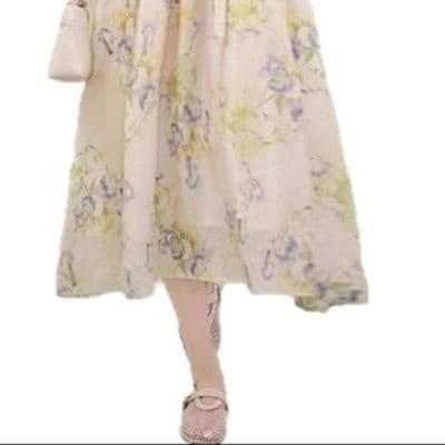 大人ワンピース ロング 花園の詩 ふんわり袖ロングワンピース