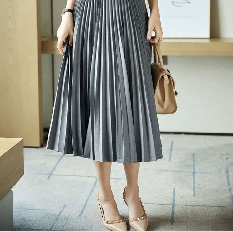 大人ワンピース ロング 上品プリーツノースリーブロングワンピース