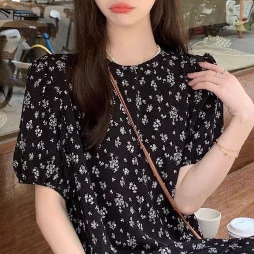 大人ワンピース ロング 小花柄ティアードロングワンピース