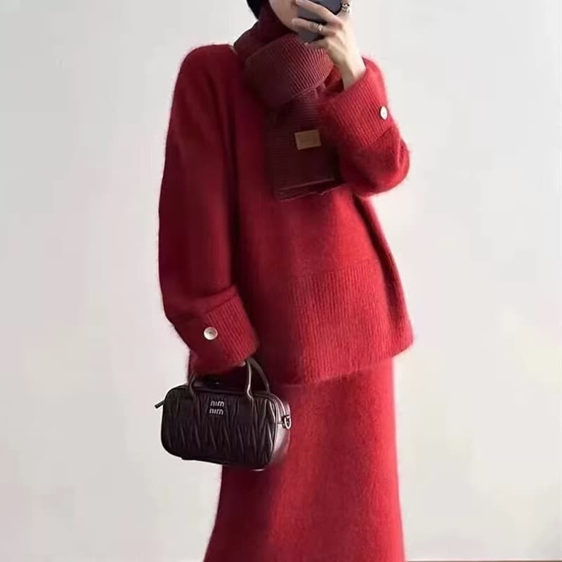 大人ワンピース ロング 上品シルエット ニット切り替えワンピース