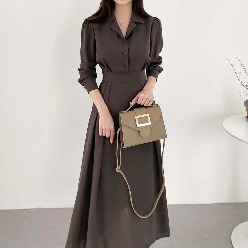 大人ワンピース ロング 上品クラシカルシャツワンピース