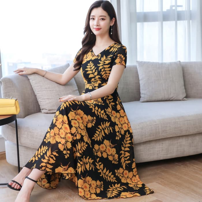 大人ワンピース ロング 花柄デザイン ふんわりワンピース