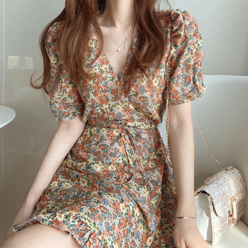 大人ワンピース ロング 優美な花柄デザイン 大人フレアロングワンピース