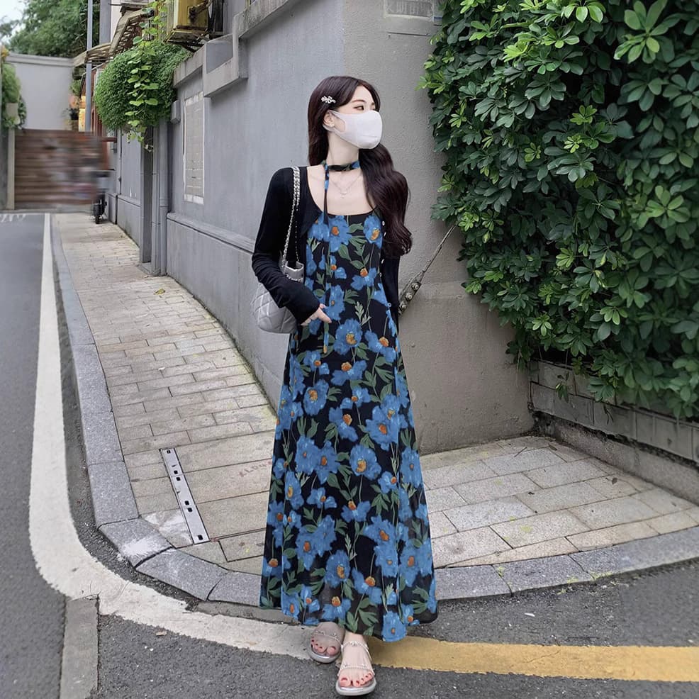大人ワンピース マキシ 花柄キャミソールマキシ丈ワンピース