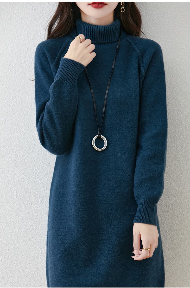 大人ワンピース ロング タートルネック大人ニットワンピース