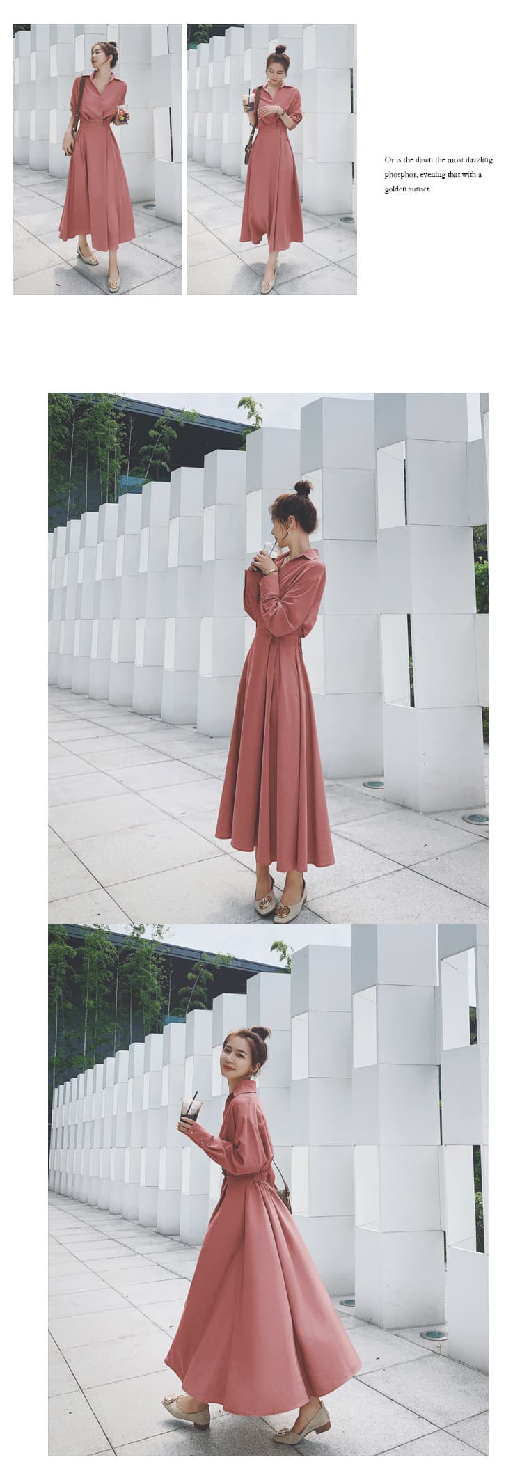 大人ワンピース ロング 上品シルエットシャツロングワンピース