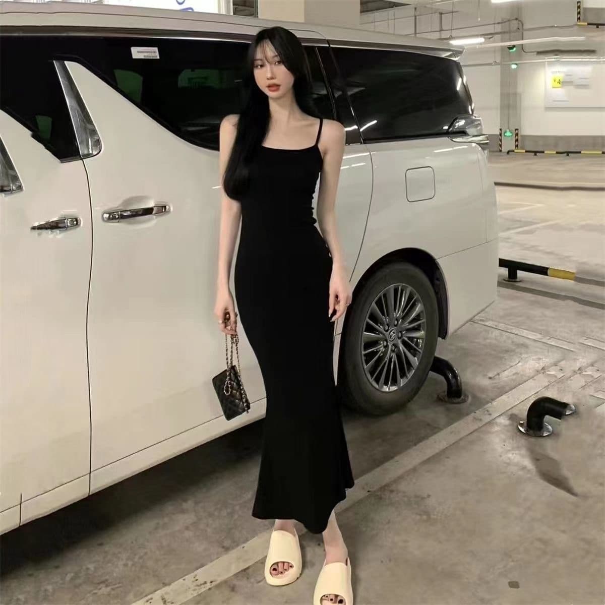大人ワンピース ロング なめらかシルエットキャミソールワンピース