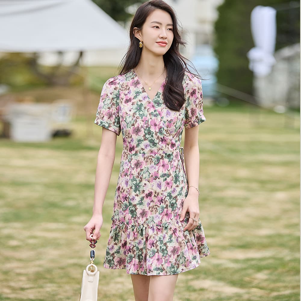 大人ワンピース ロング 優美な花のワルツ ふんわり