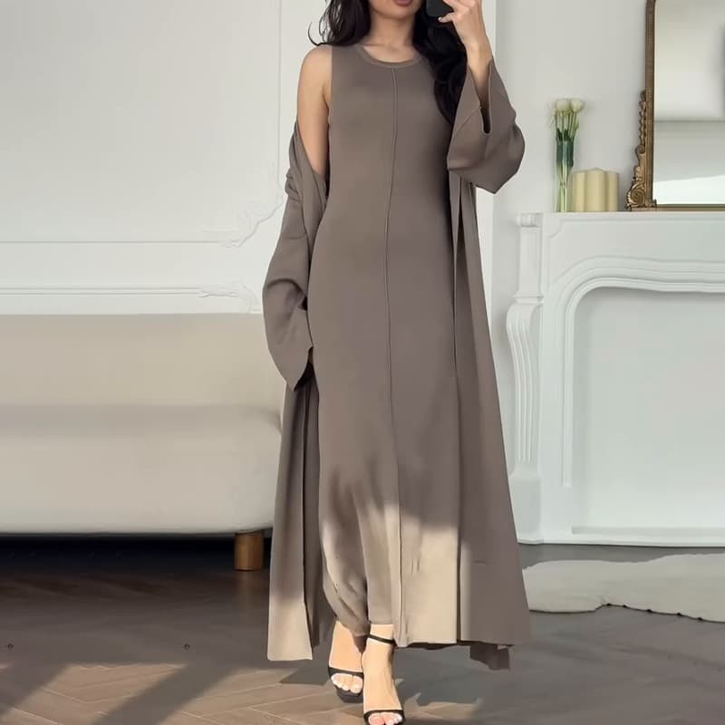 大人ワンピース ロング なめらかフォルムロングワンピース