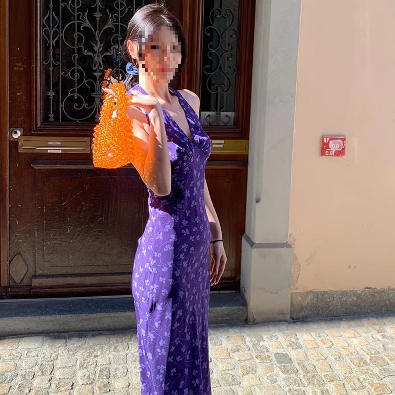 大人ワンピース ロング 優美なバックリボンキャミソールワンピース