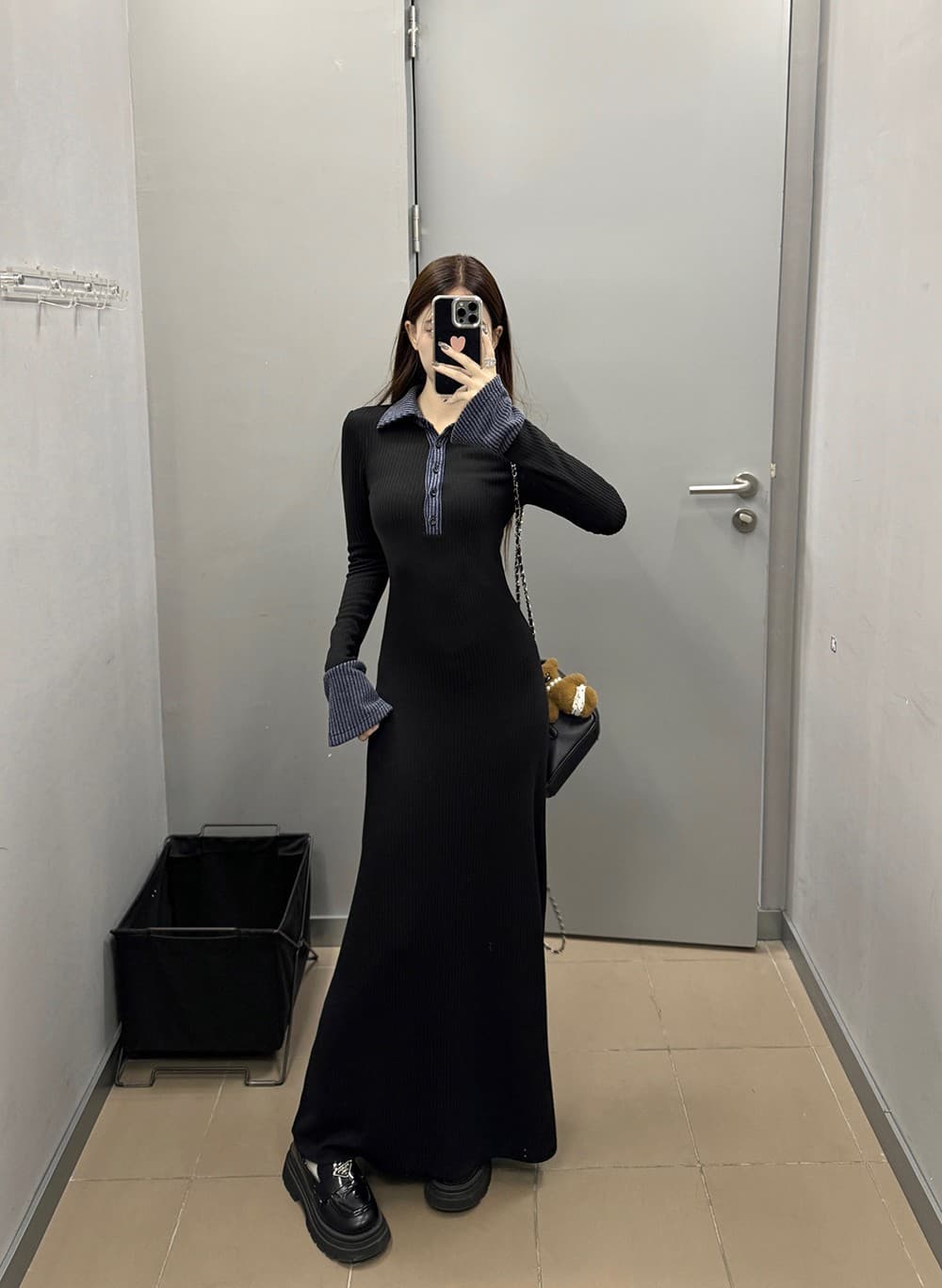 大人ワンピース ロング 細身シルエット 大人ロングワンピース