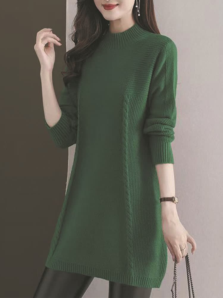大人ワンピース ロング 秋冬シンプルニットワンピース
