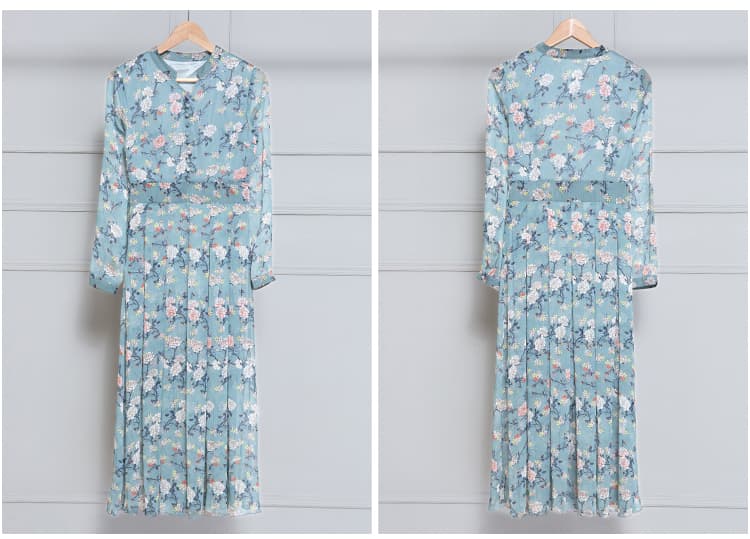 大人ワンピース ロング 花柄シフォンロングワンピース