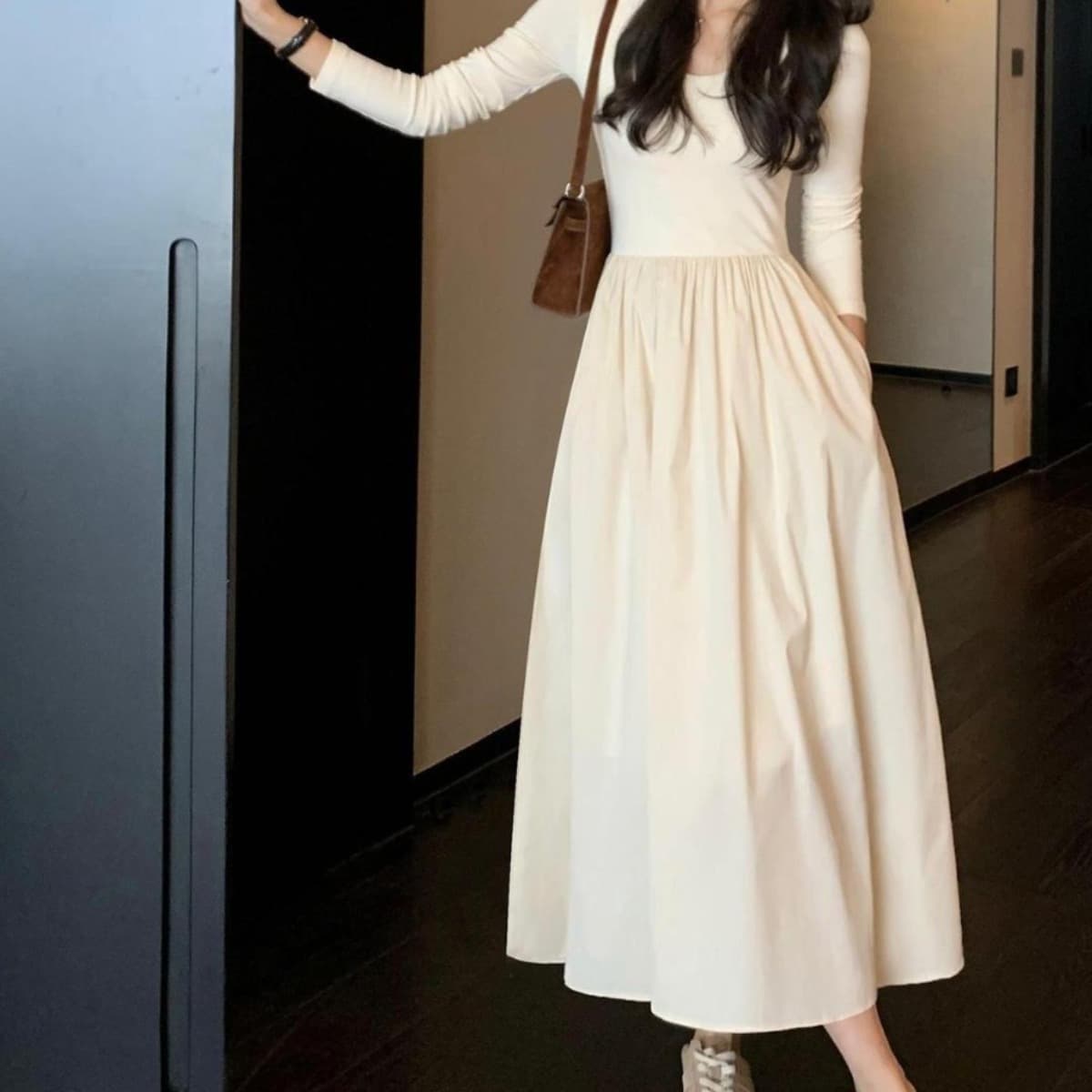 大人ワンピース ロング しなやかシルエットワンピース