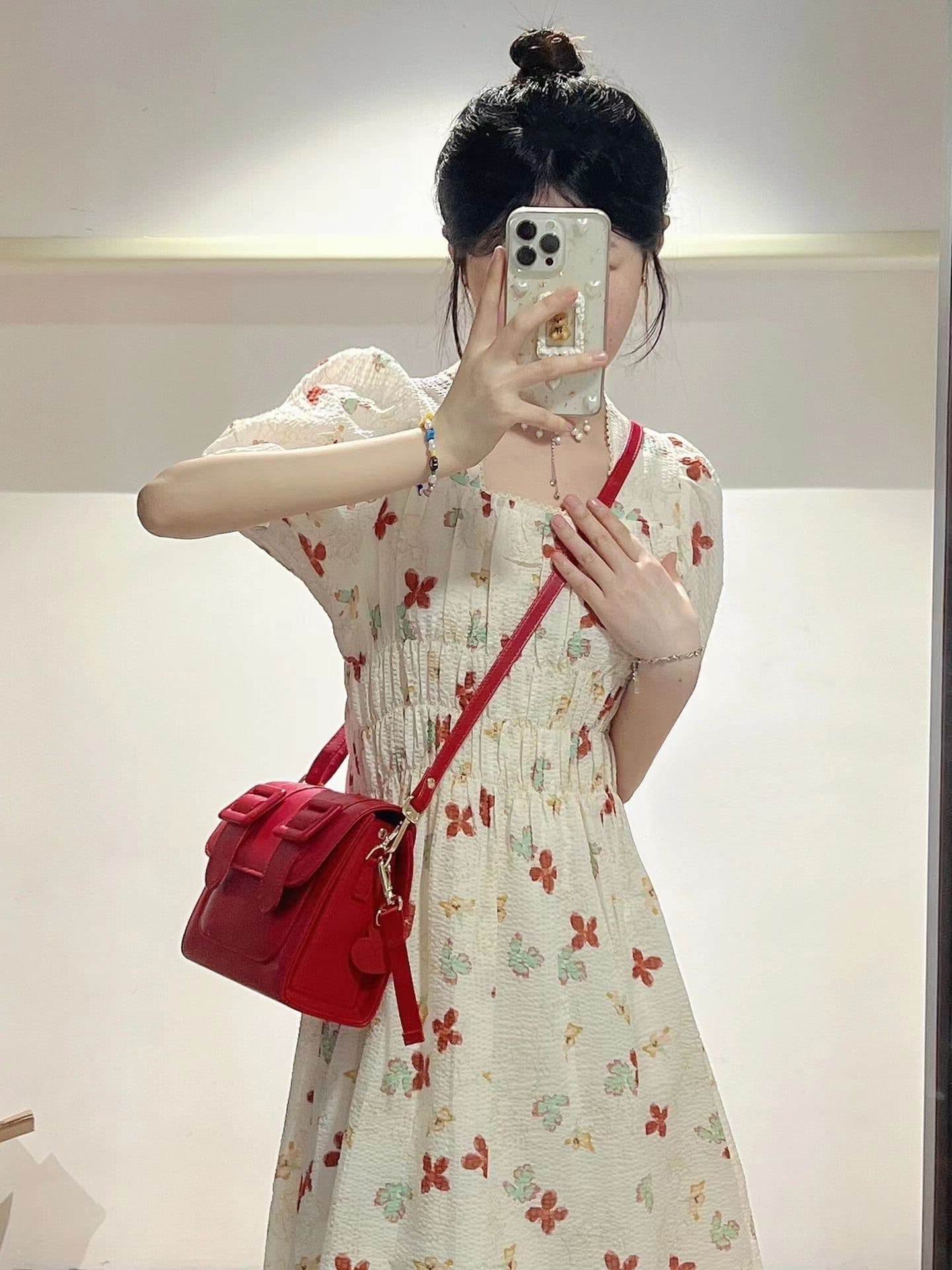 大人ワンピース ロング 花柄シャーリング大人ロングワンピース
