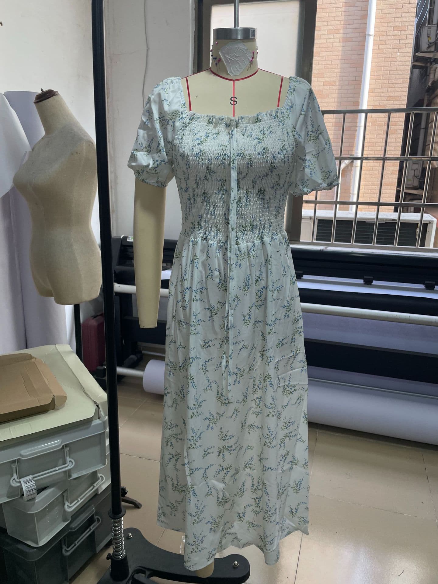 大人ワンピース ロング 花柄シャーリングワンピース