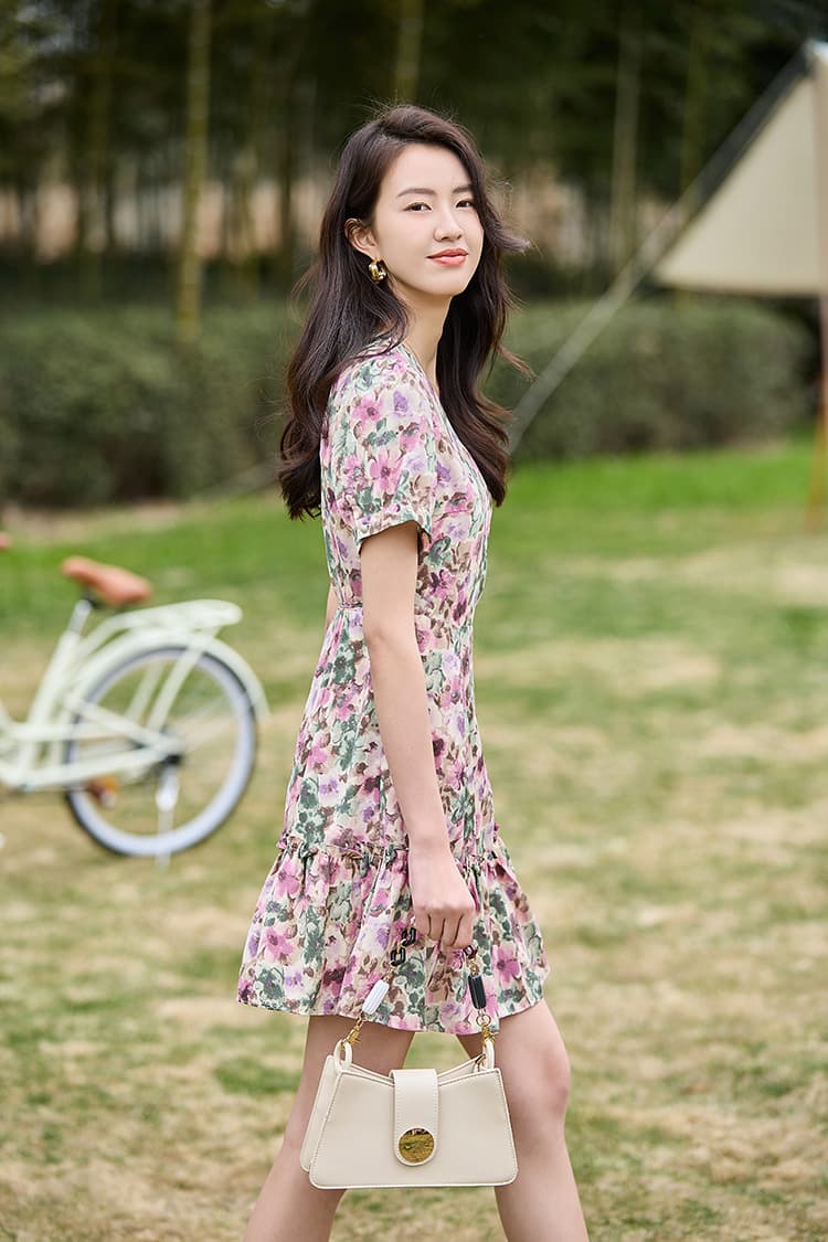 大人ワンピース ロング 優美な花のワルツ ふんわり