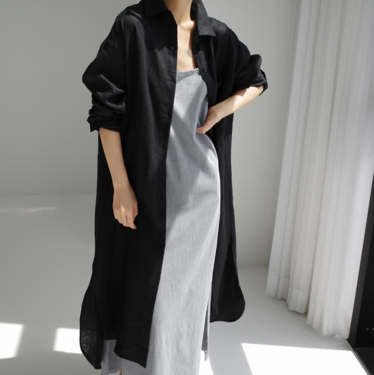 大人ワンピース マキシ ゆったりシルエットマキシ丈シャツワンピース