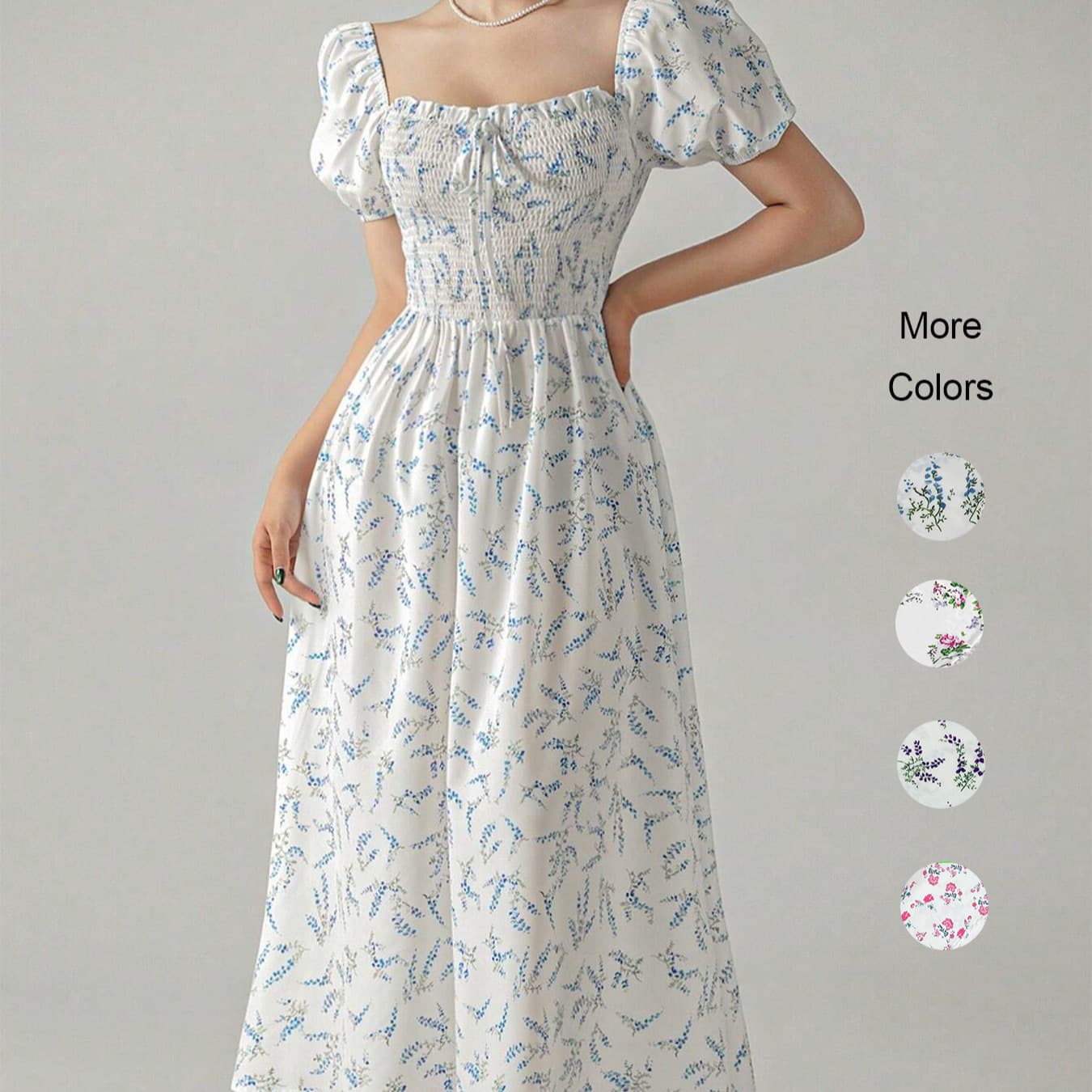 大人ワンピース ロング 花柄シャーリングワンピース