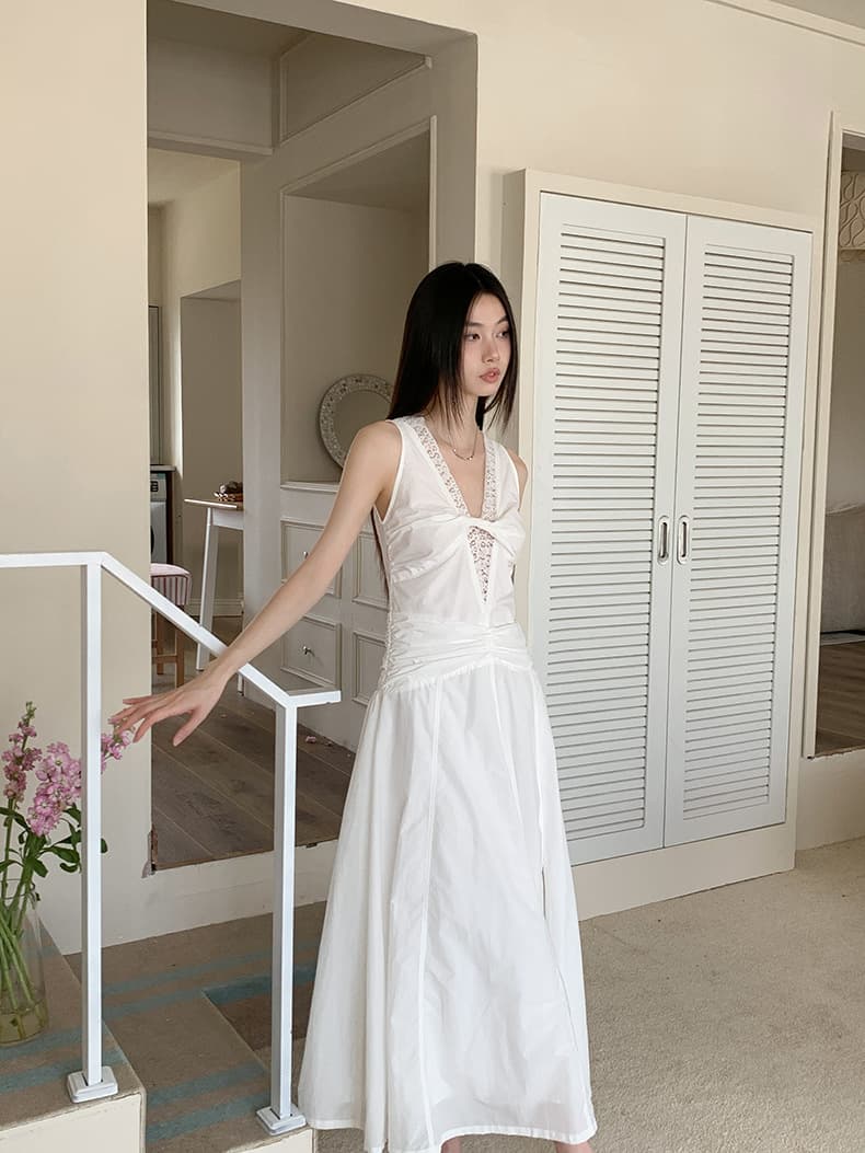 大人ワンピース ロング 重ねレースの贅沢デザインロングワンピース