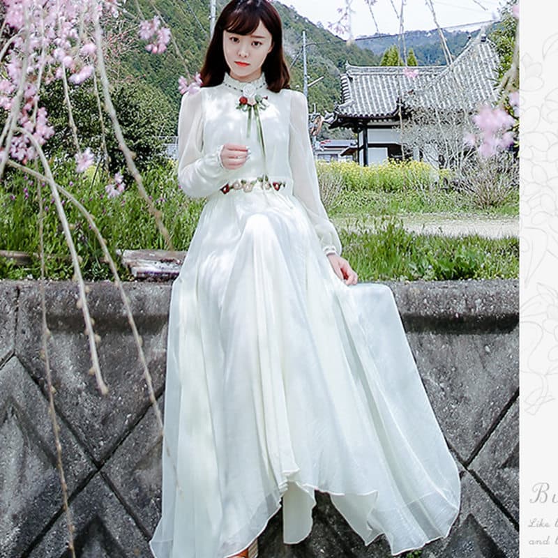 大人ワンピース ロング  レトロ風ロングワンピース