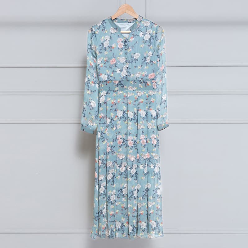 大人ワンピース ロング 花柄シフォンロングワンピース