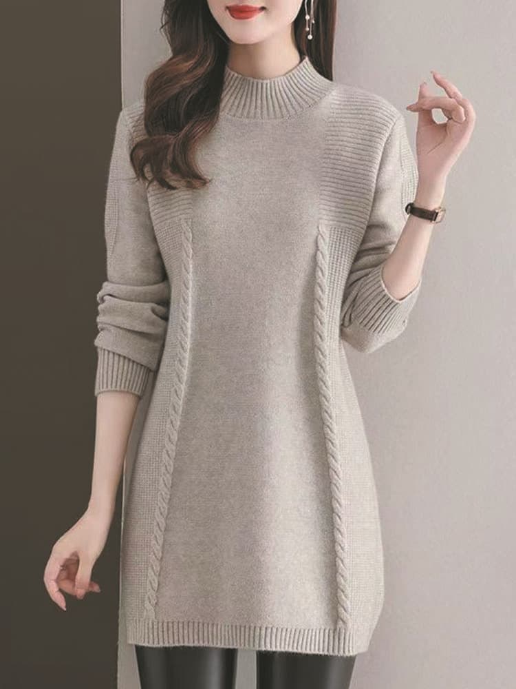 大人ワンピース ロング 秋冬シンプルニットワンピース