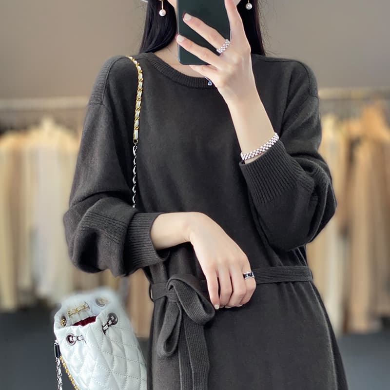 大人ワンピース ロング シンプル大人ニットロングワンピース