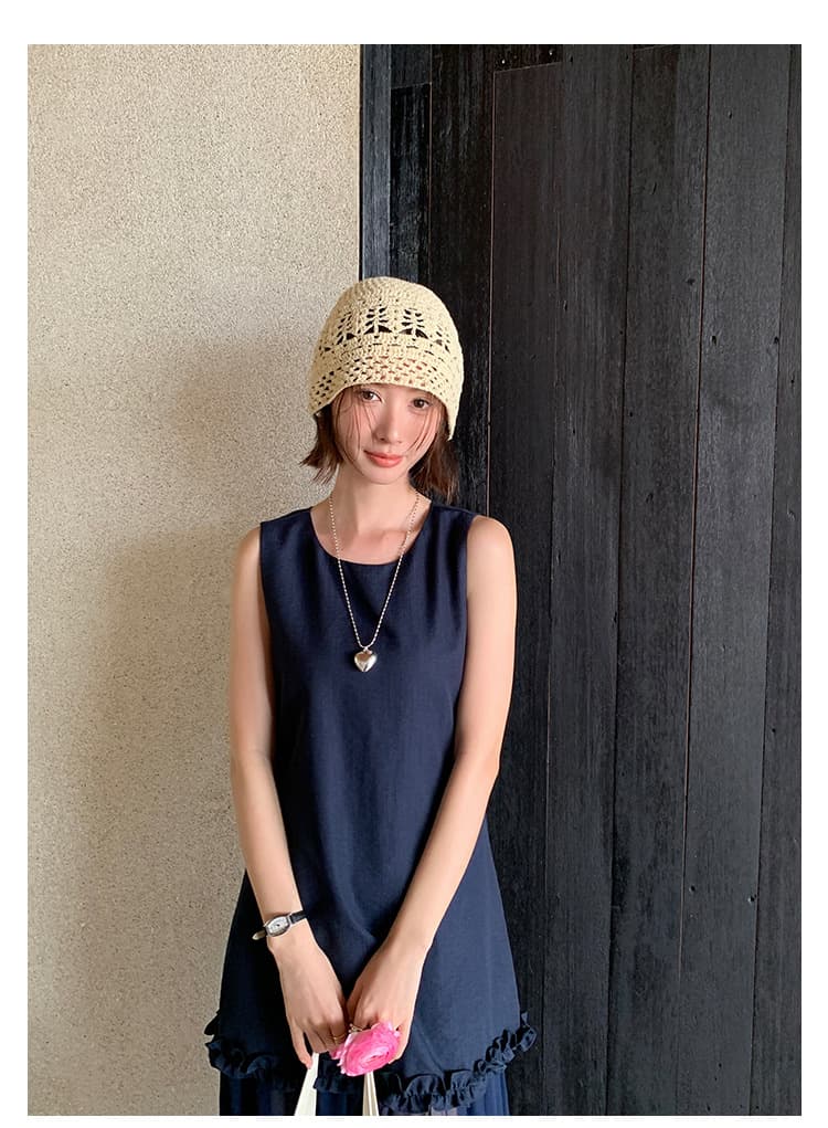 大人ワンピース ロング シフォン切替フリルロングワンピース