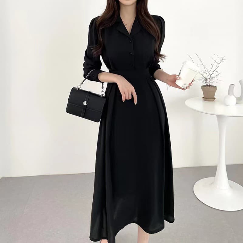 大人ワンピース ロング 上品クラシカルシャツワンピース